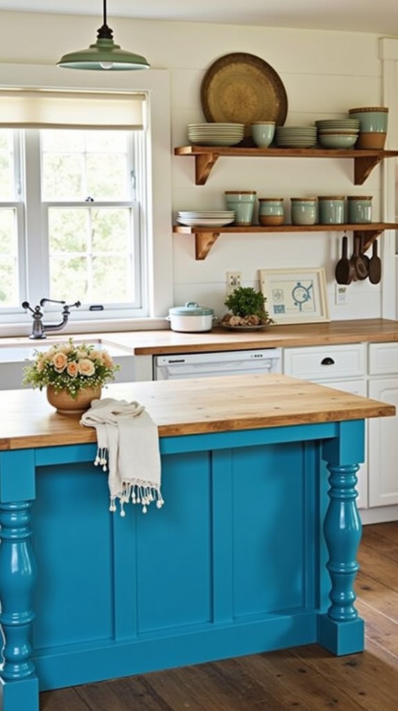 bright blue kitchen centerpiece
