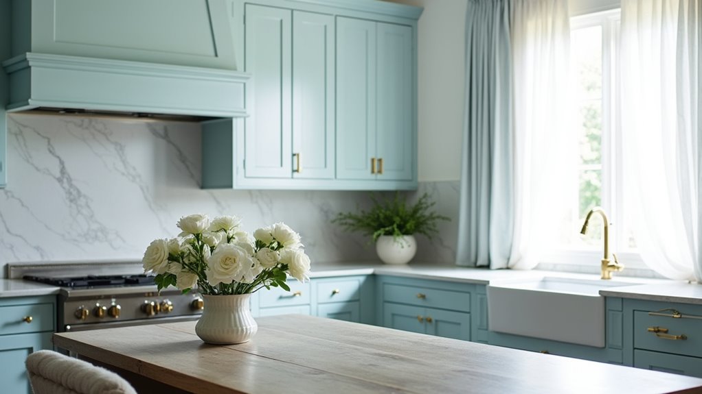 calming pale blue kitchens