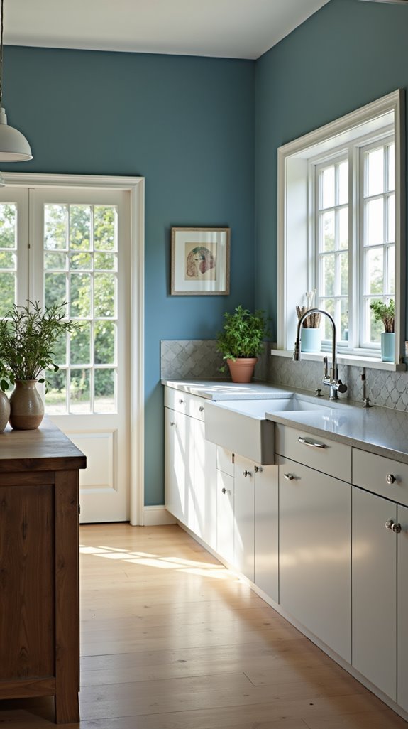 calming steel blue kitchen elegance