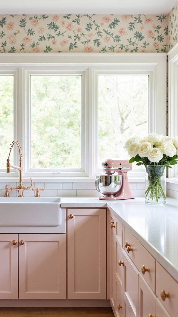charming pink and white kitchens