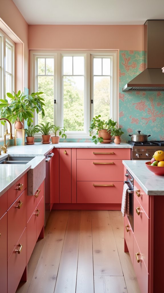 chic coral kitchen centerpiece