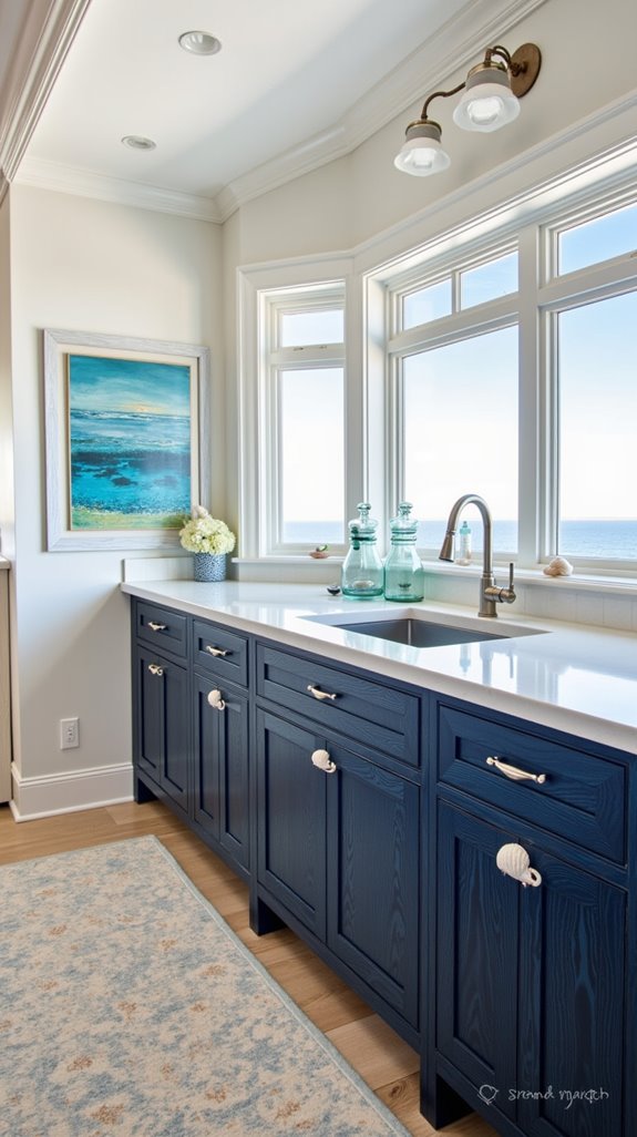 coastal charm navy kitchen