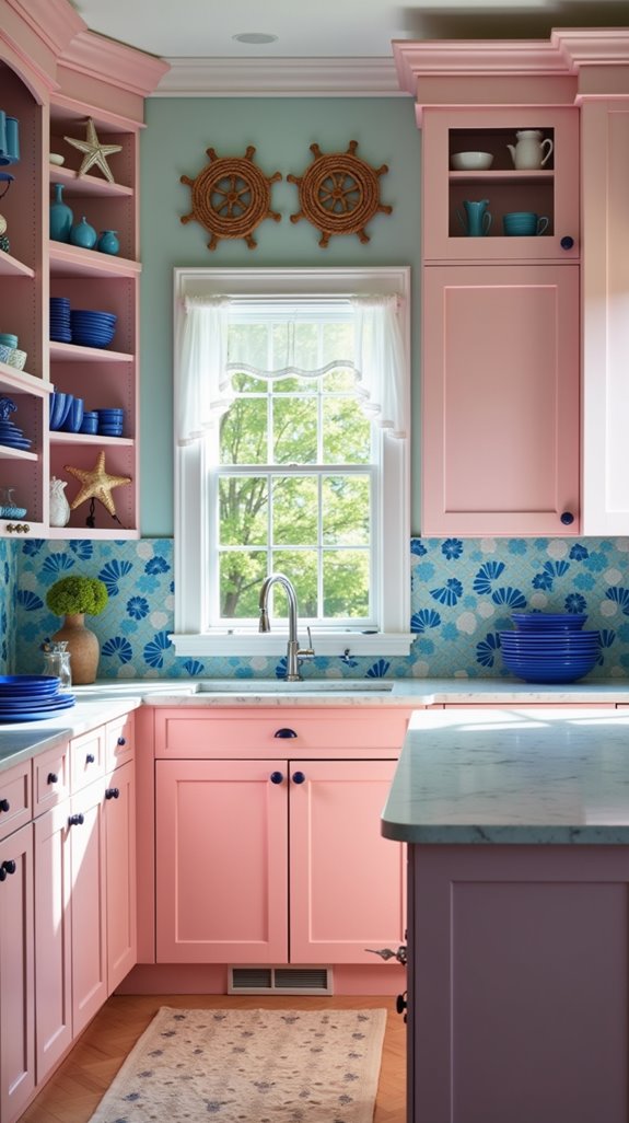 coastal pink and blue decor