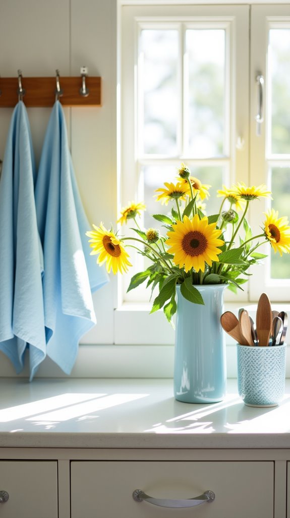 cornflower blue kitchen accents