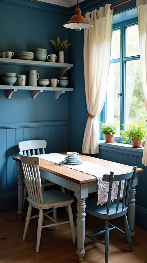 cozy blue breakfast nook