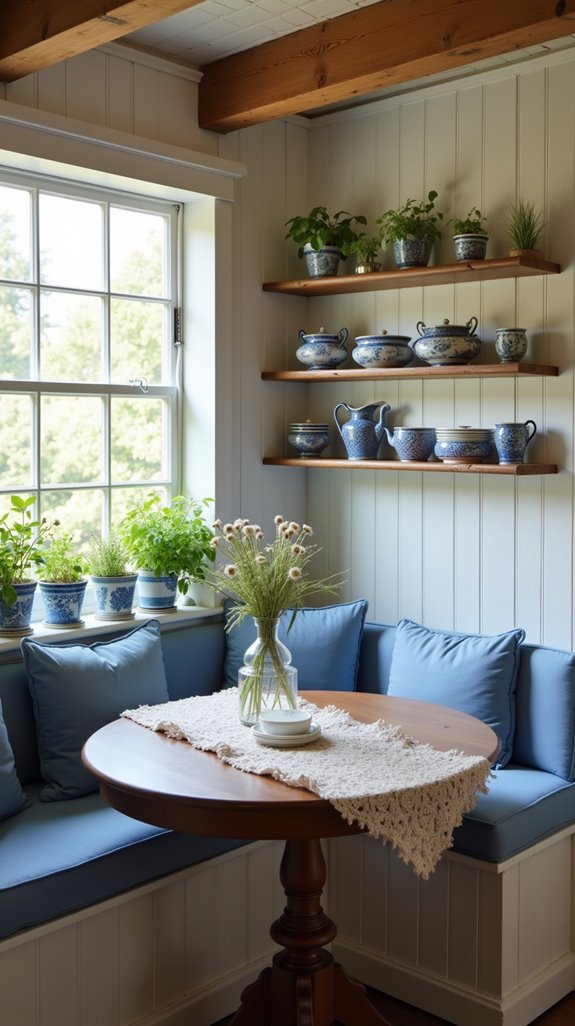 cozy blue eating nook