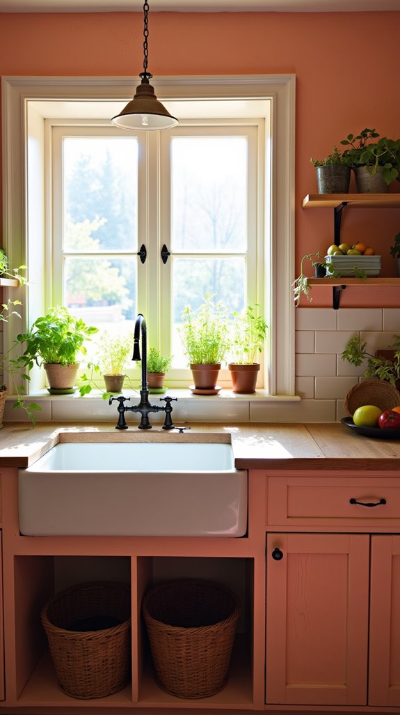 cozy rustic peach kitchen