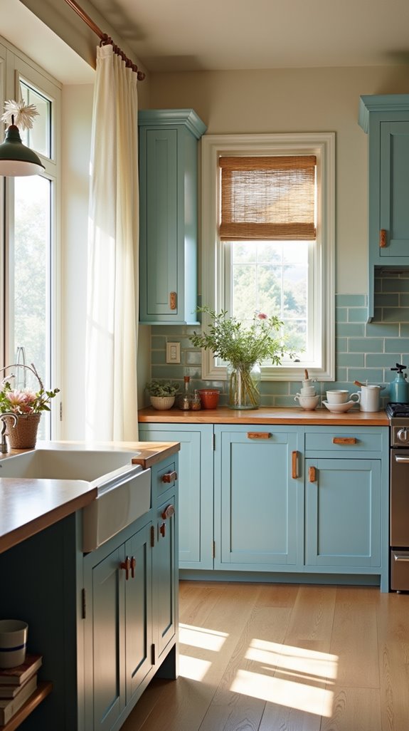 cozy sky blue kitchen
