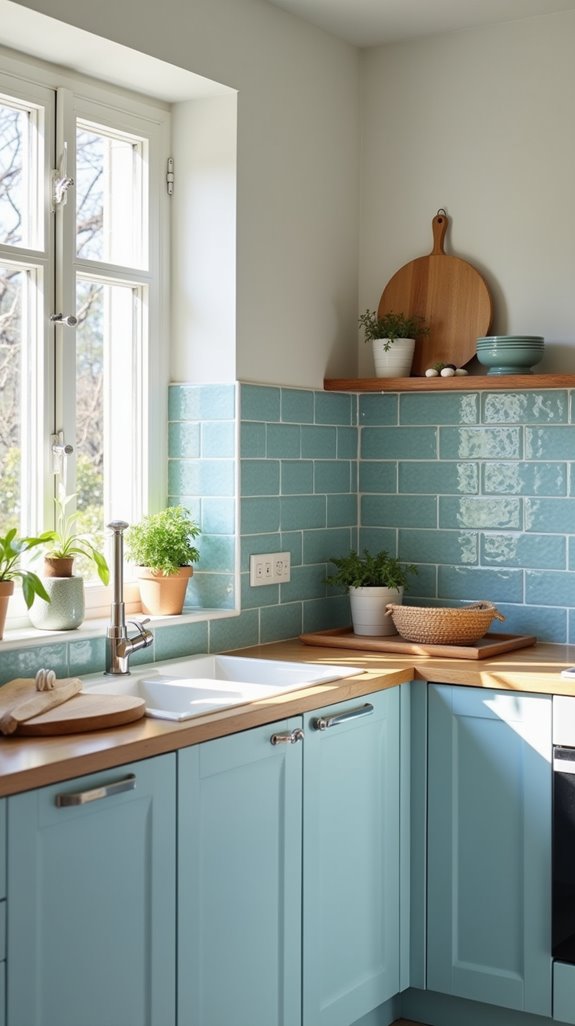 creative soft blue backsplash ideas
