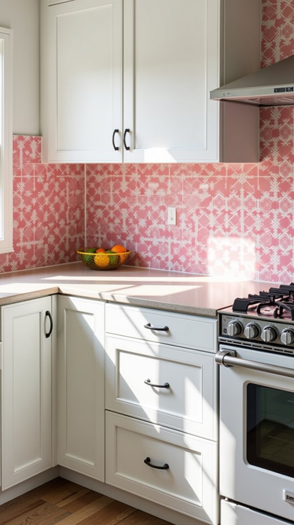 crisp pink and white tiles