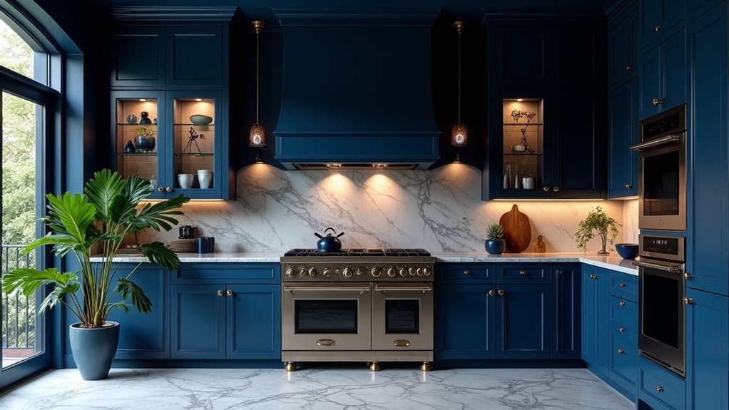 dramatic dark blue kitchens