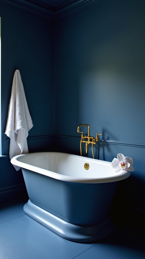 elegant blue bathtub features