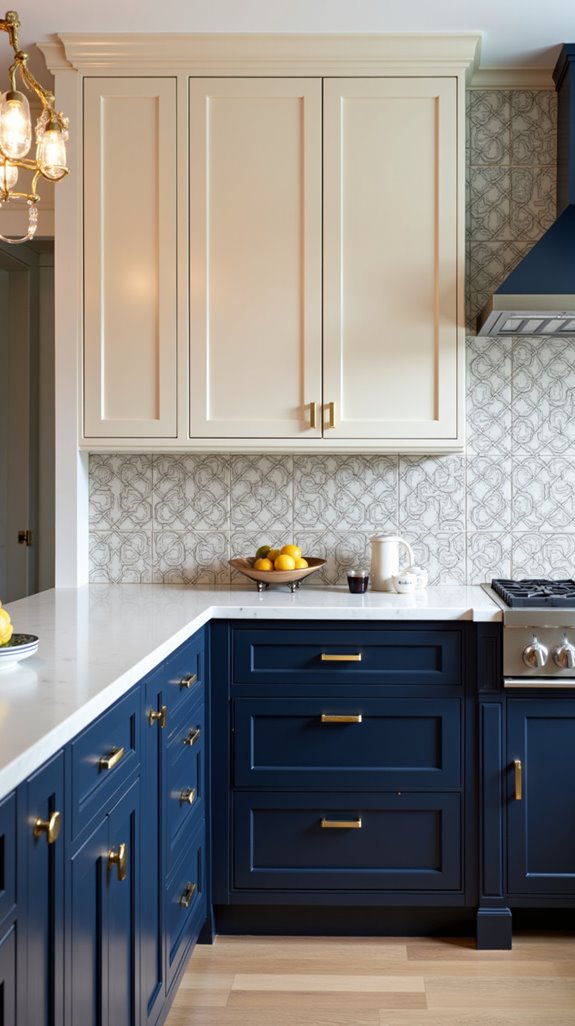 elegant blue neutral kitchen