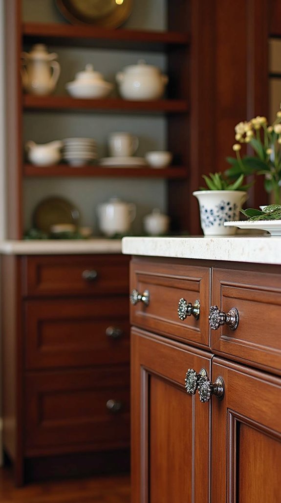 elegant bronze cabinet accents