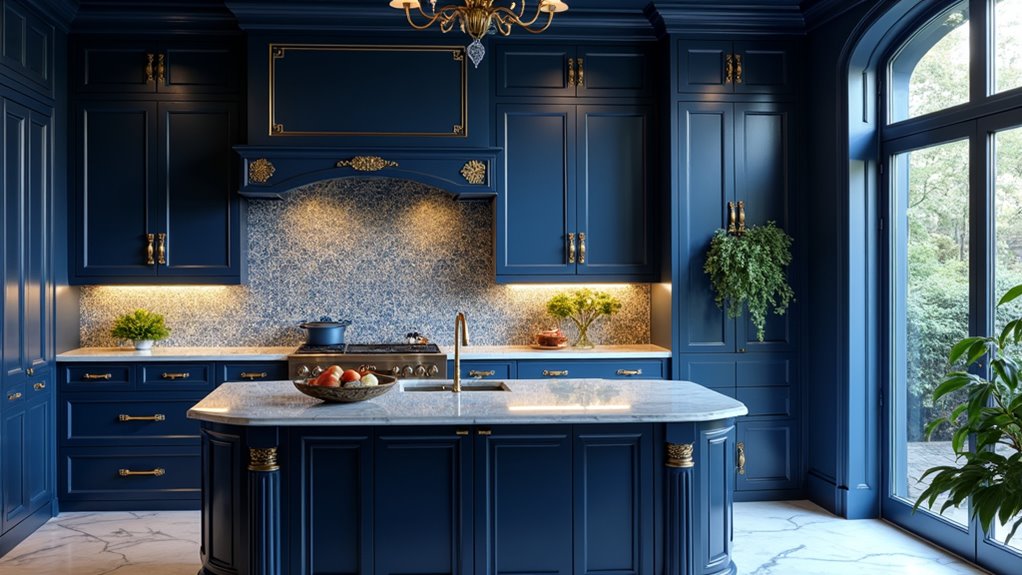 elegant deep blue kitchens