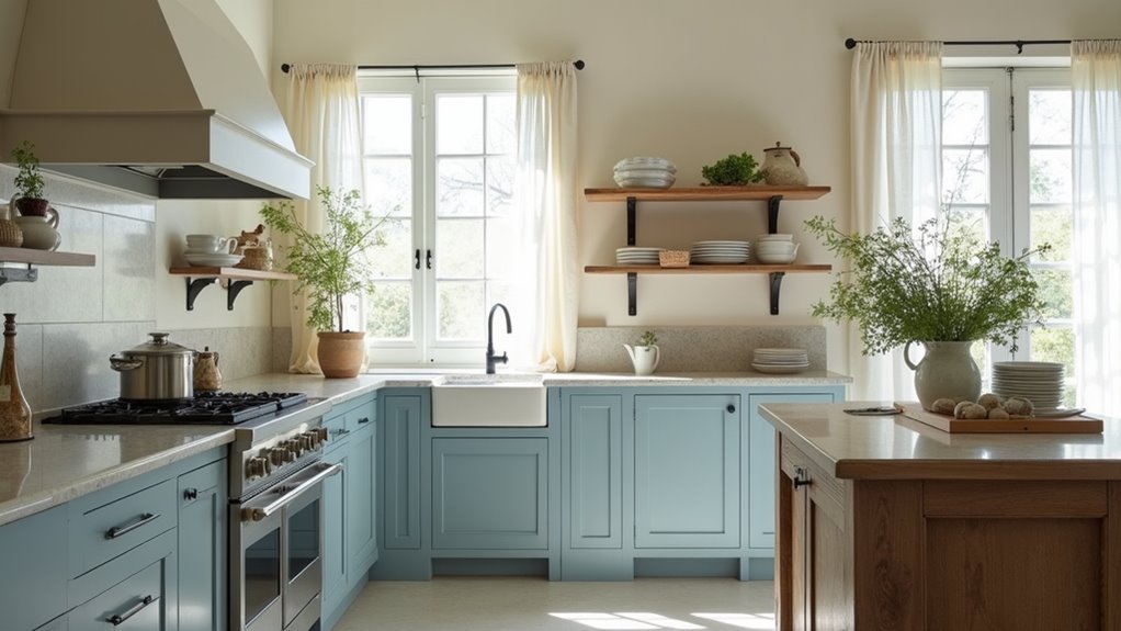 elegant dusty blue kitchens