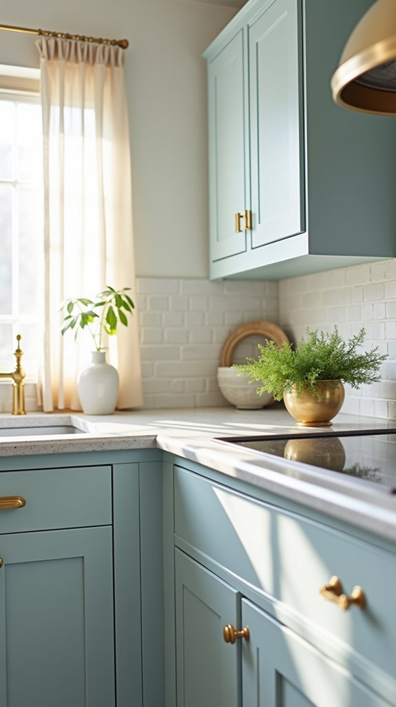 elegant gold accents enhance kitchens