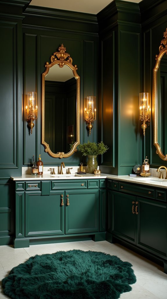 elegant green gold cabinets
