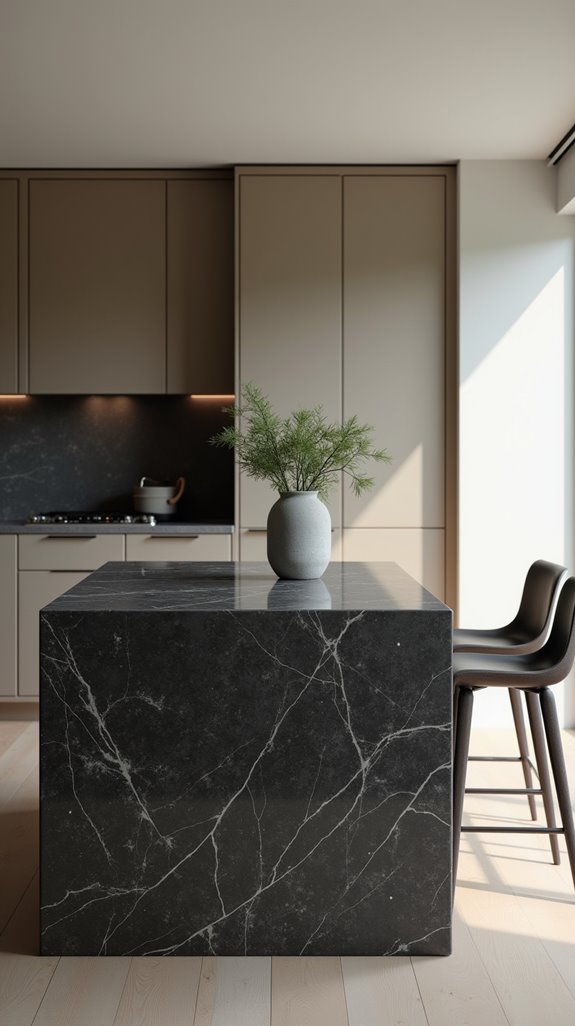 elegant minimalist granite island