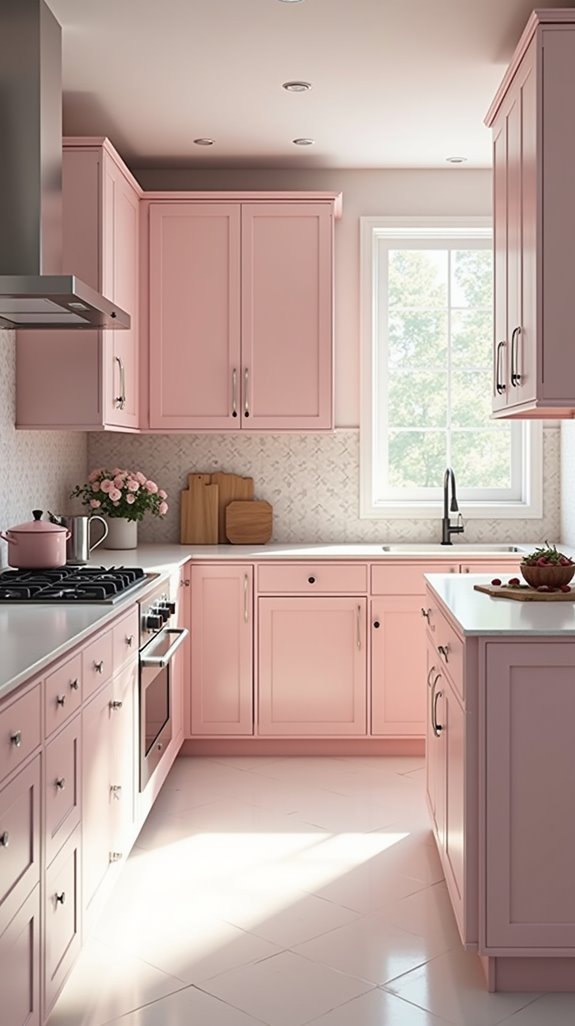 elegant white pink kitchen balance