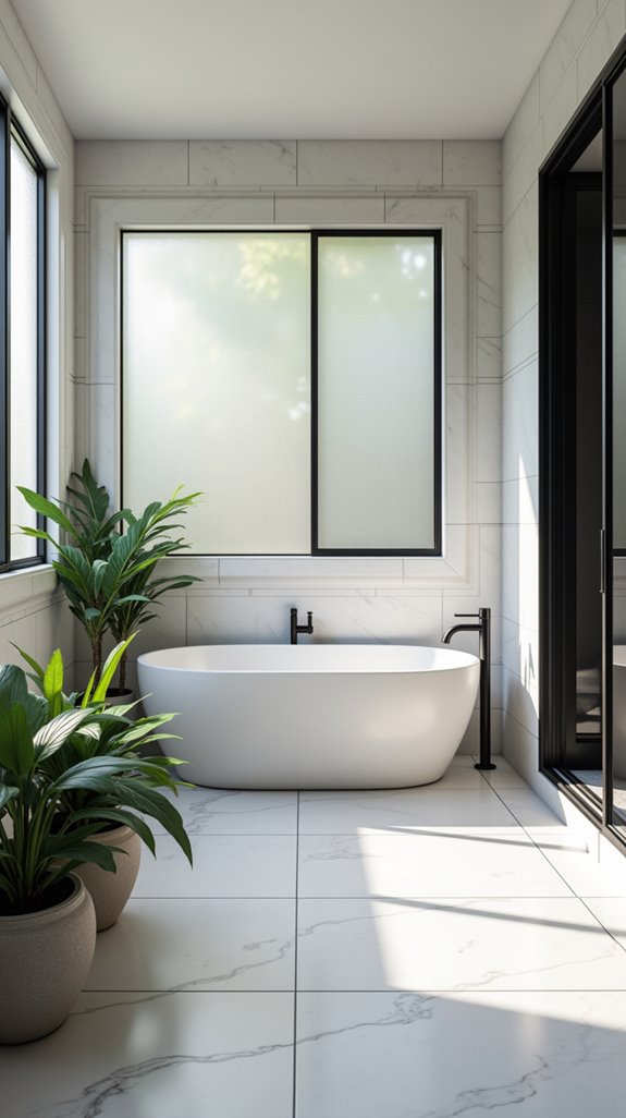 elevate bathroom with black grout