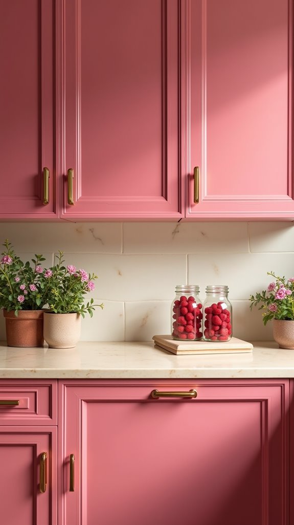 energizing raspberry splash cabinets