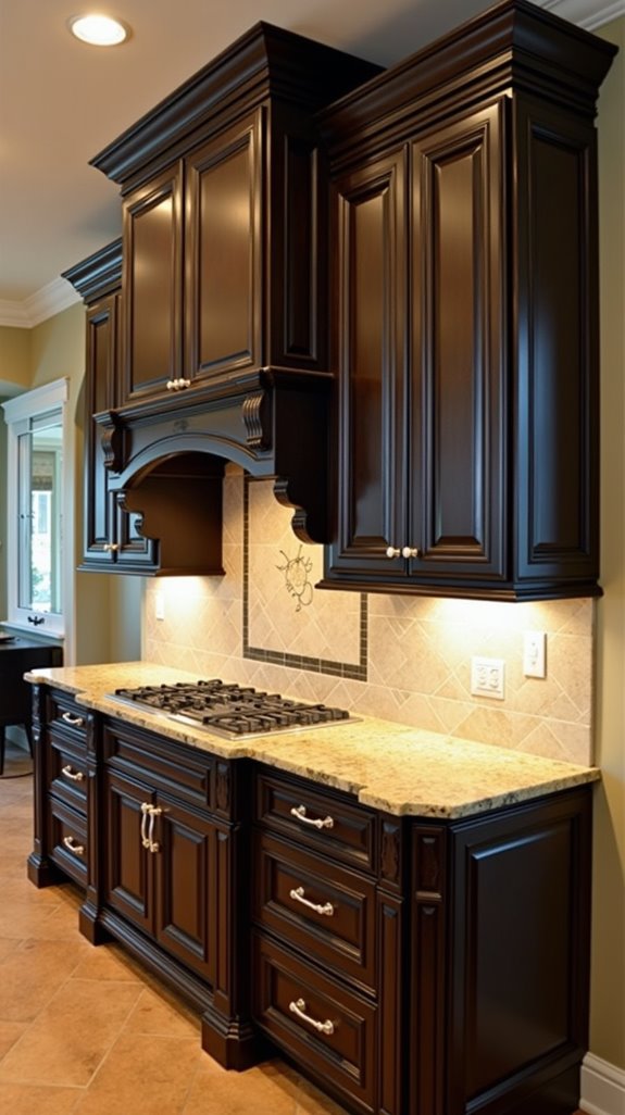 espresso cabinets with elegance