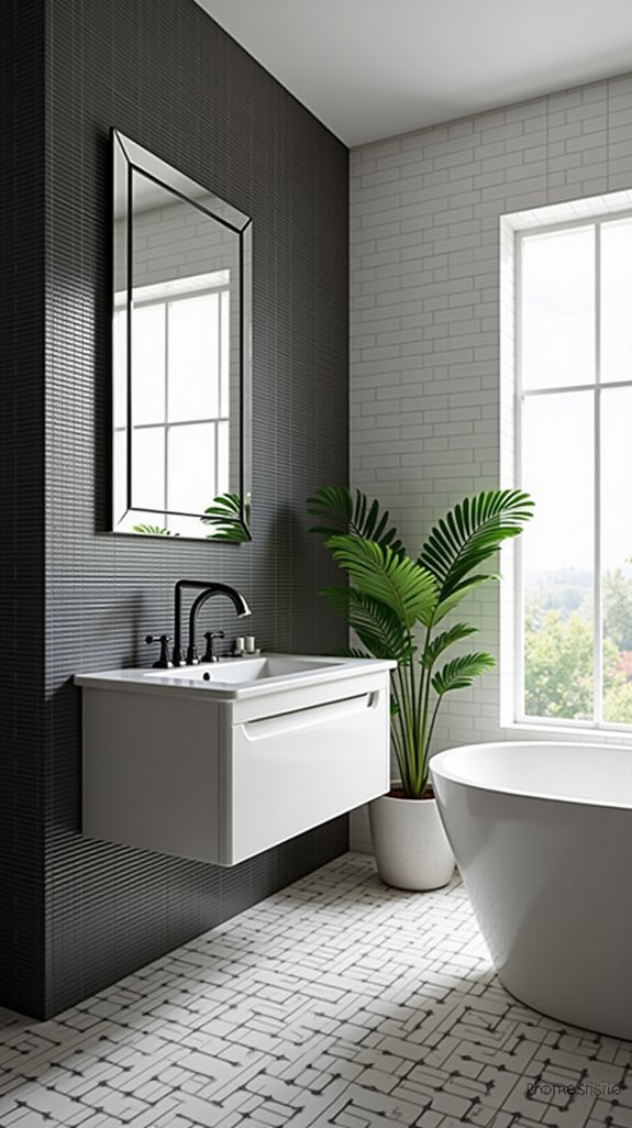 fixtures contrast with black grout