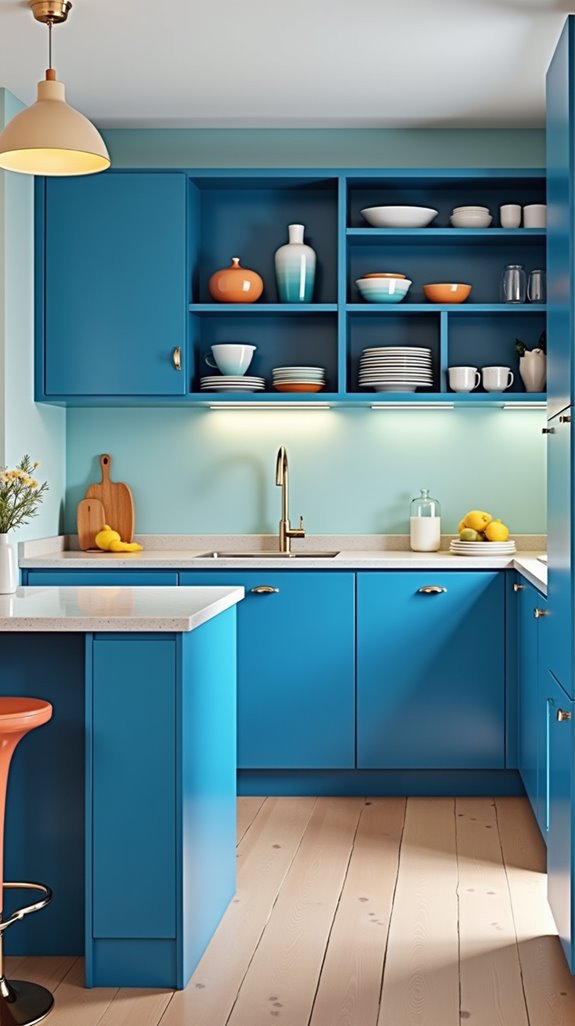 functional small blue kitchen