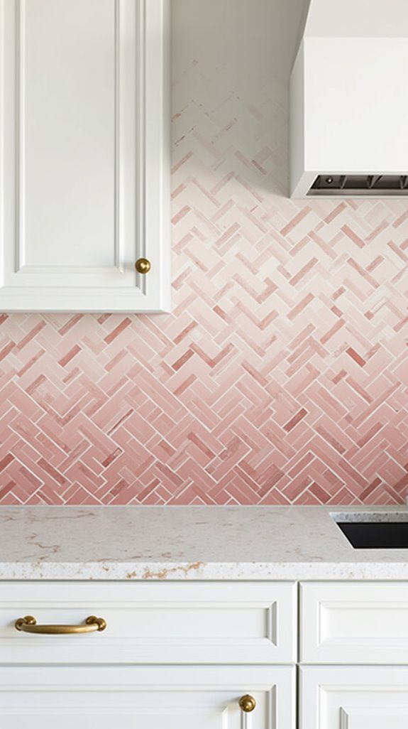 modern pink herringbone tiles