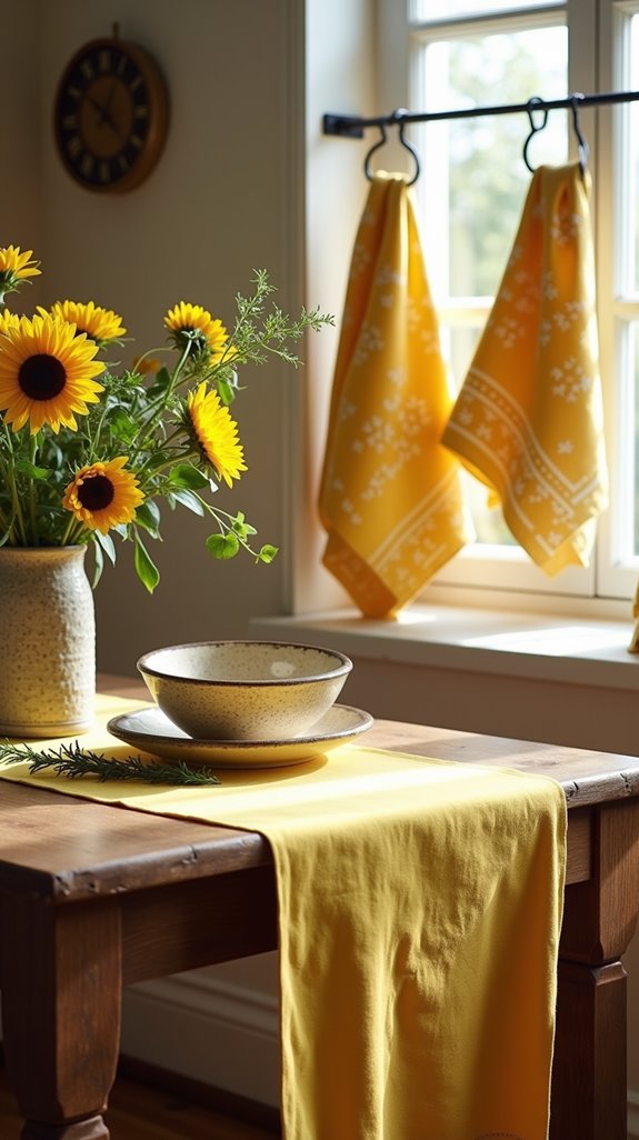 mustard enhances kitchen textiles