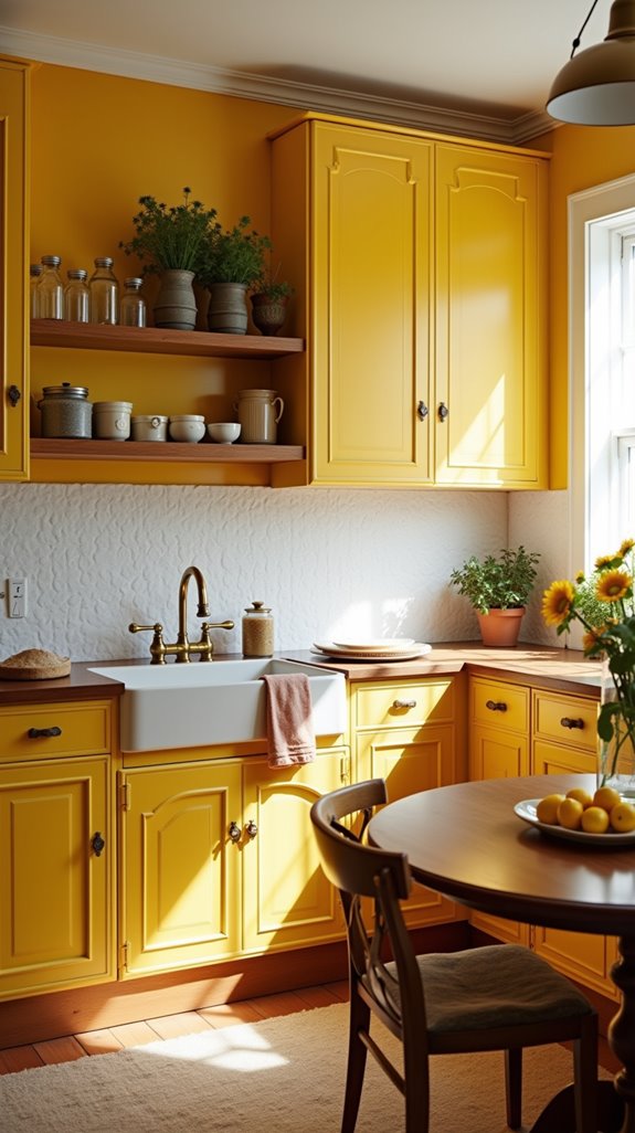 mustard walls enhance kitchens