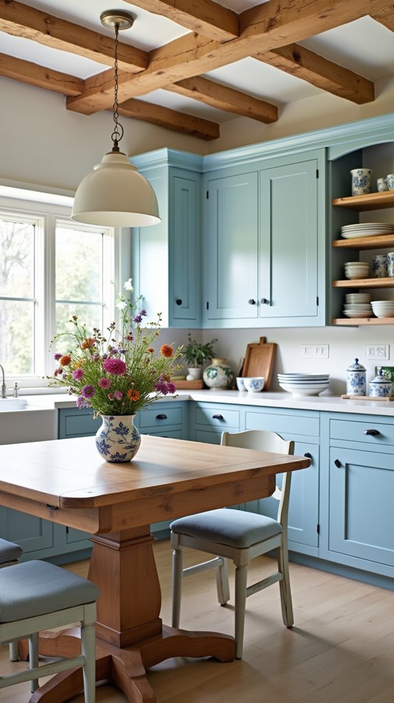 natural wood and blue