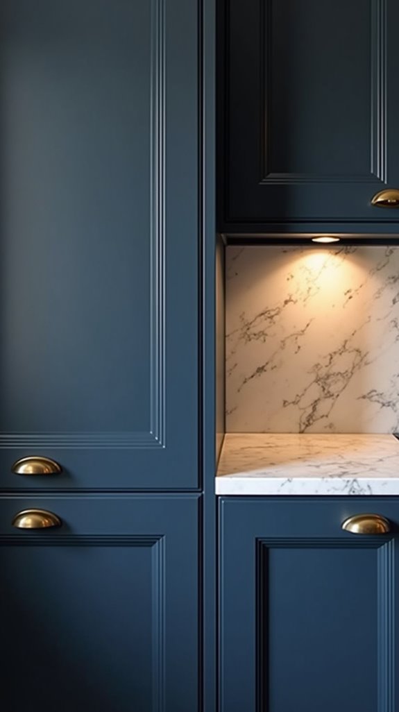 navy blue shaker cabinets