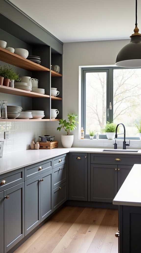 open shelving enhances kitchens