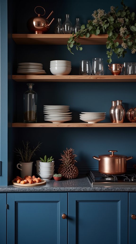 open shelving kitchen displays