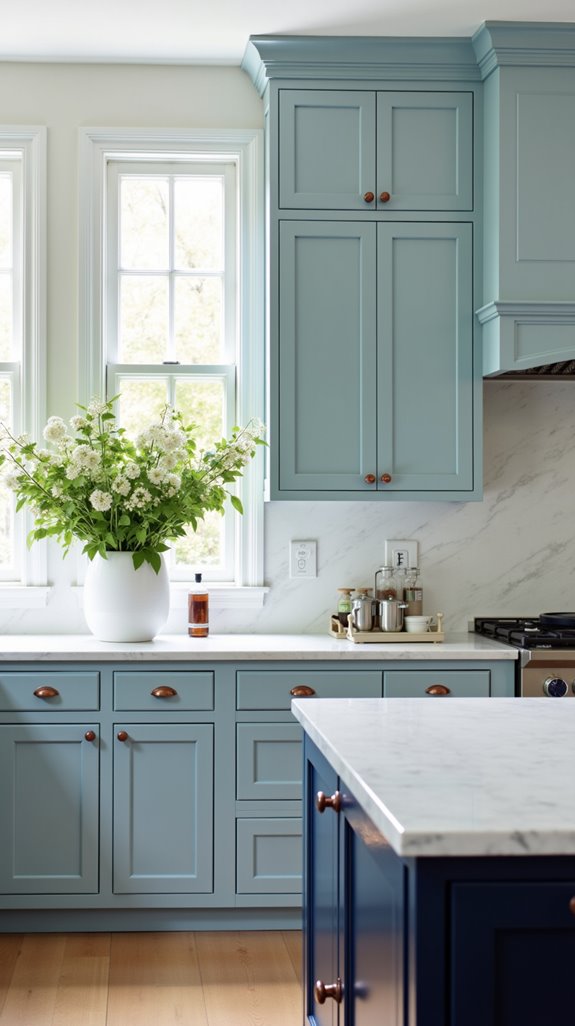 pale blue bold kitchen accents