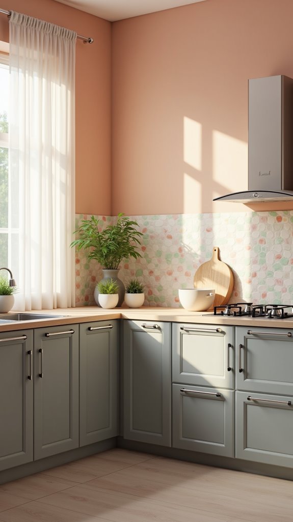 peach and grey kitchen harmony
