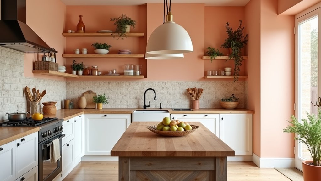 peach themed kitchen wall designs