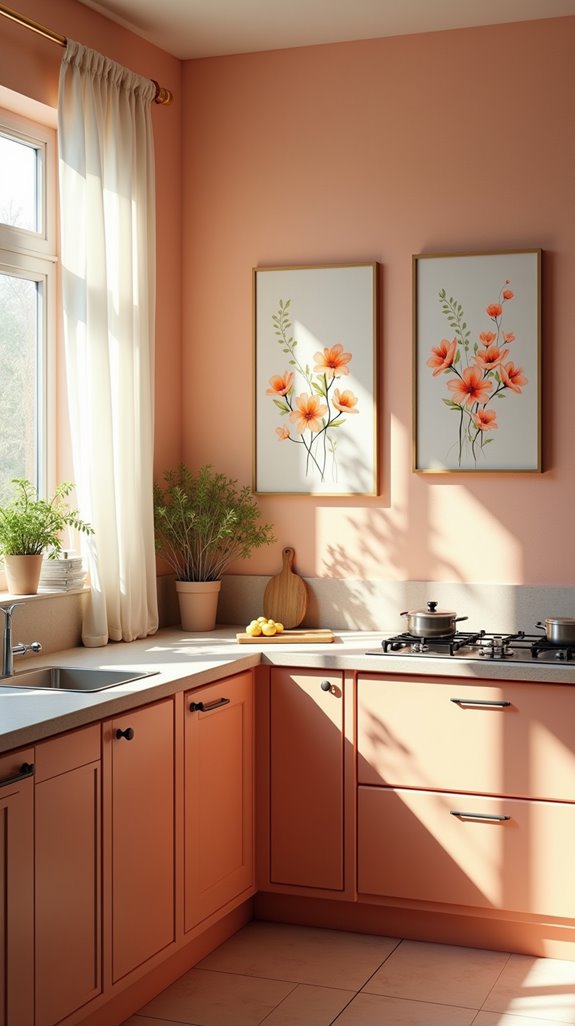 peach themed nature inspired decor