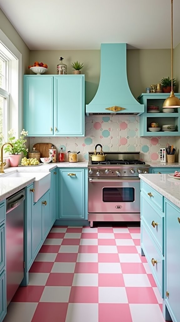 playful pink and blue checkerboard