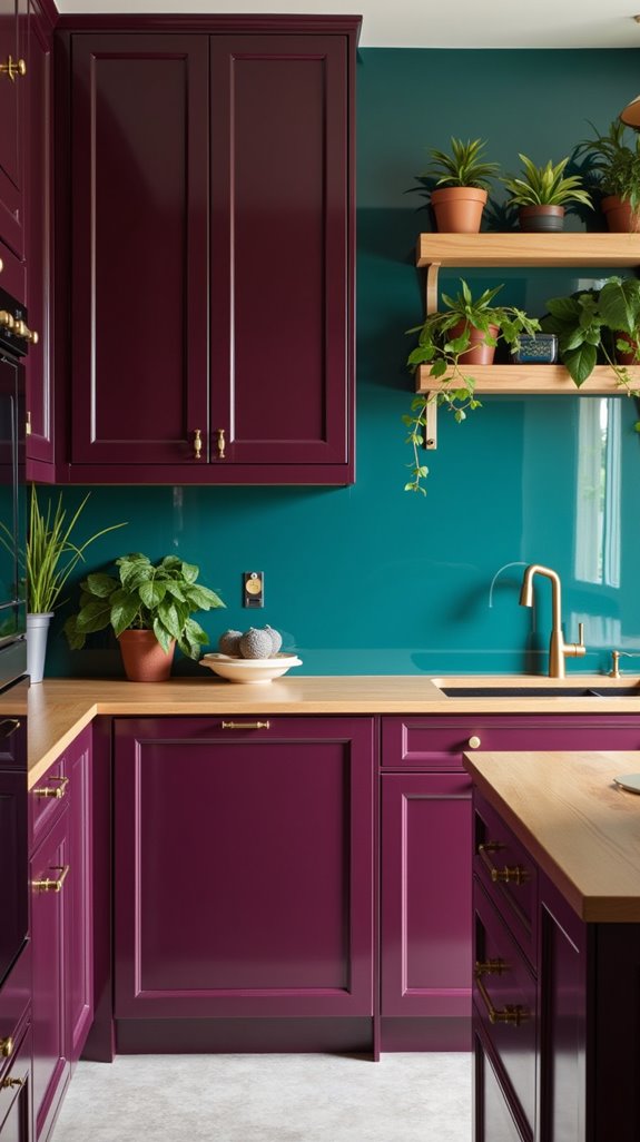 plum and teal kitchen elegance