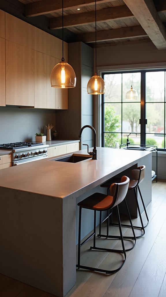 polished concrete kitchen islands