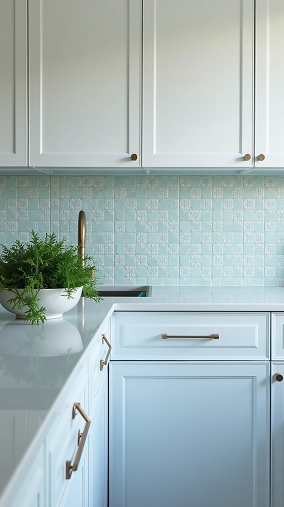 powder blue kitchen backsplashes