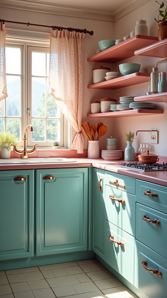 retro aqua and blush charm