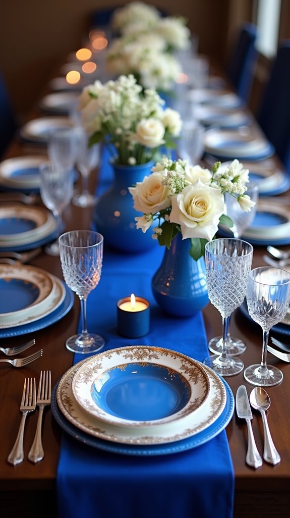 royal blue elegant tableware