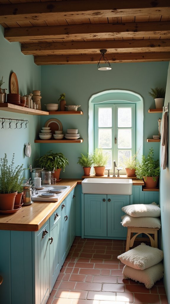 rustic beams enhance kitchen charm