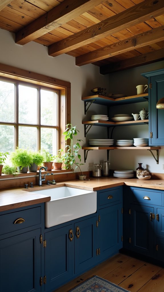 rustic blue kitchen charm
