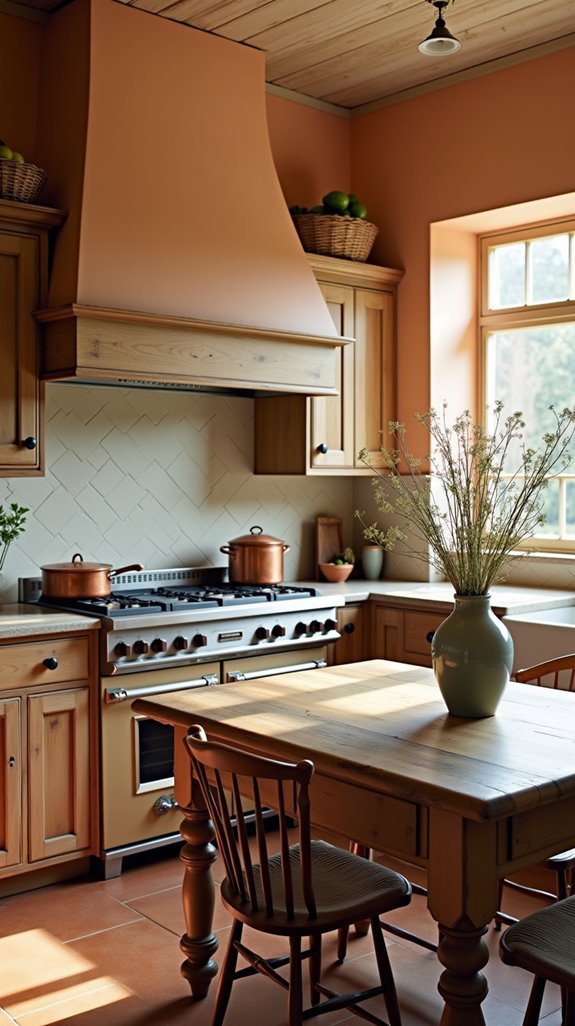 rustic peach with wood accents