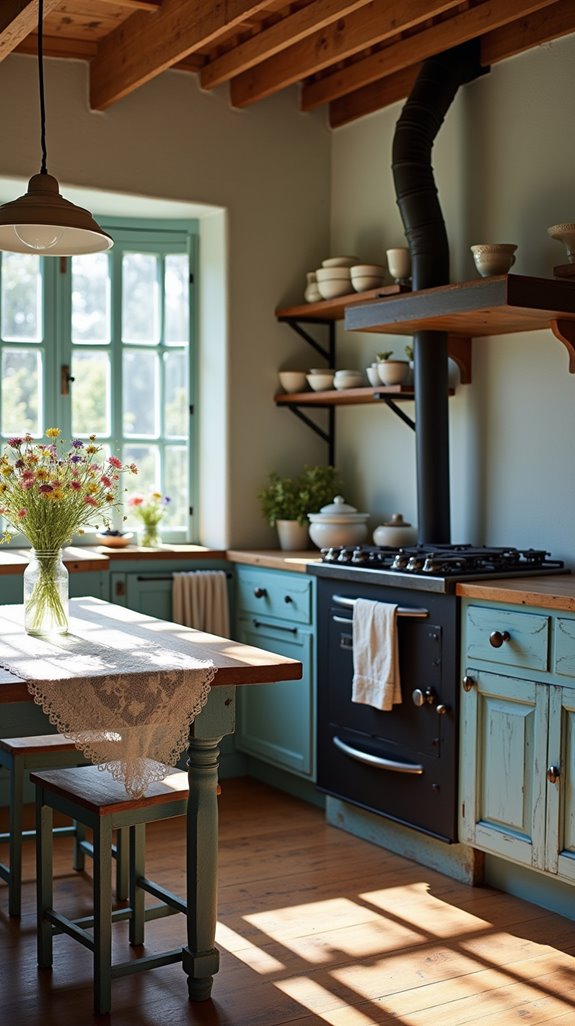 rustic vintage blue kitchen